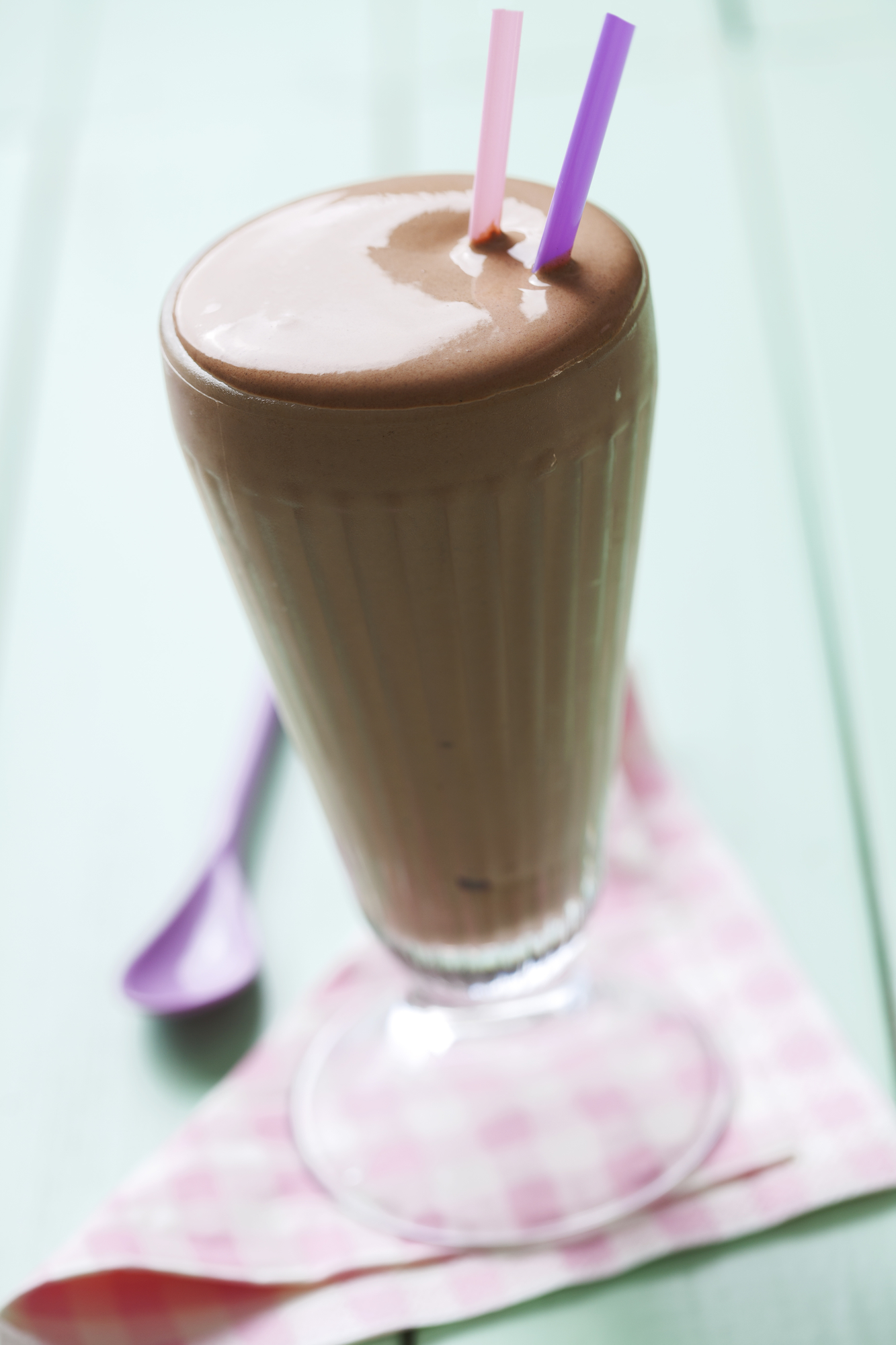 closeup of classic chocolate milkshake