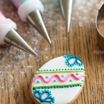 Easter cookies and piping bags for decorating